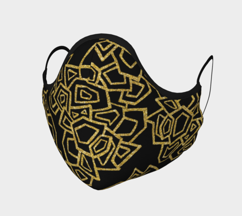 Gold Foil Geo Face Mask with filter pocket and optional filters