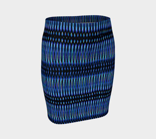 Blue Matrix Fitted Skirt