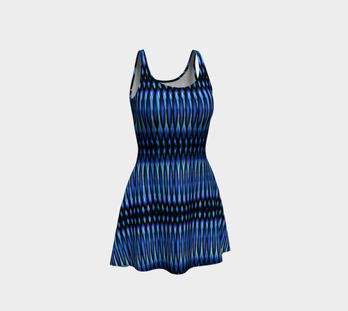 Blue Matrix Flare Dress