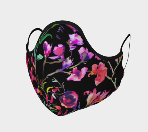 Watercolor Floral Face Mask with filter pocket and optional filters