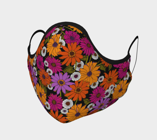 Retro Floral Face Mask with filter pocket and optional filters