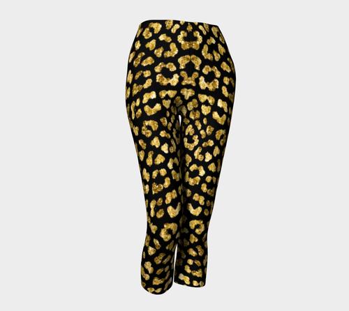 Gold Glitter Leopard Capris