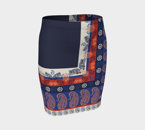 Elephant Paisley Fitted Skirt