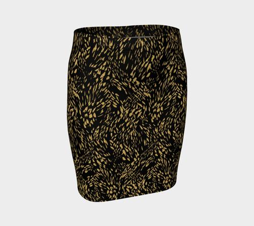 Gold Foil Brushstroke Fitted Skirt