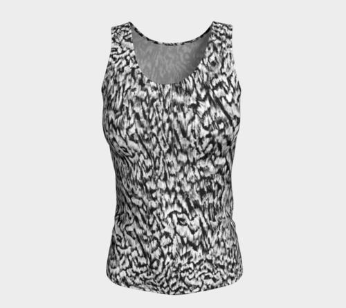 Black + White Animal Fitted Tank Top/Long Length