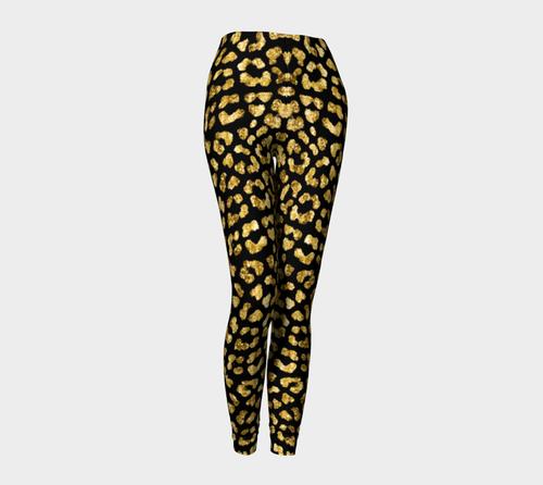 Gold Glitter Leopard Leggings